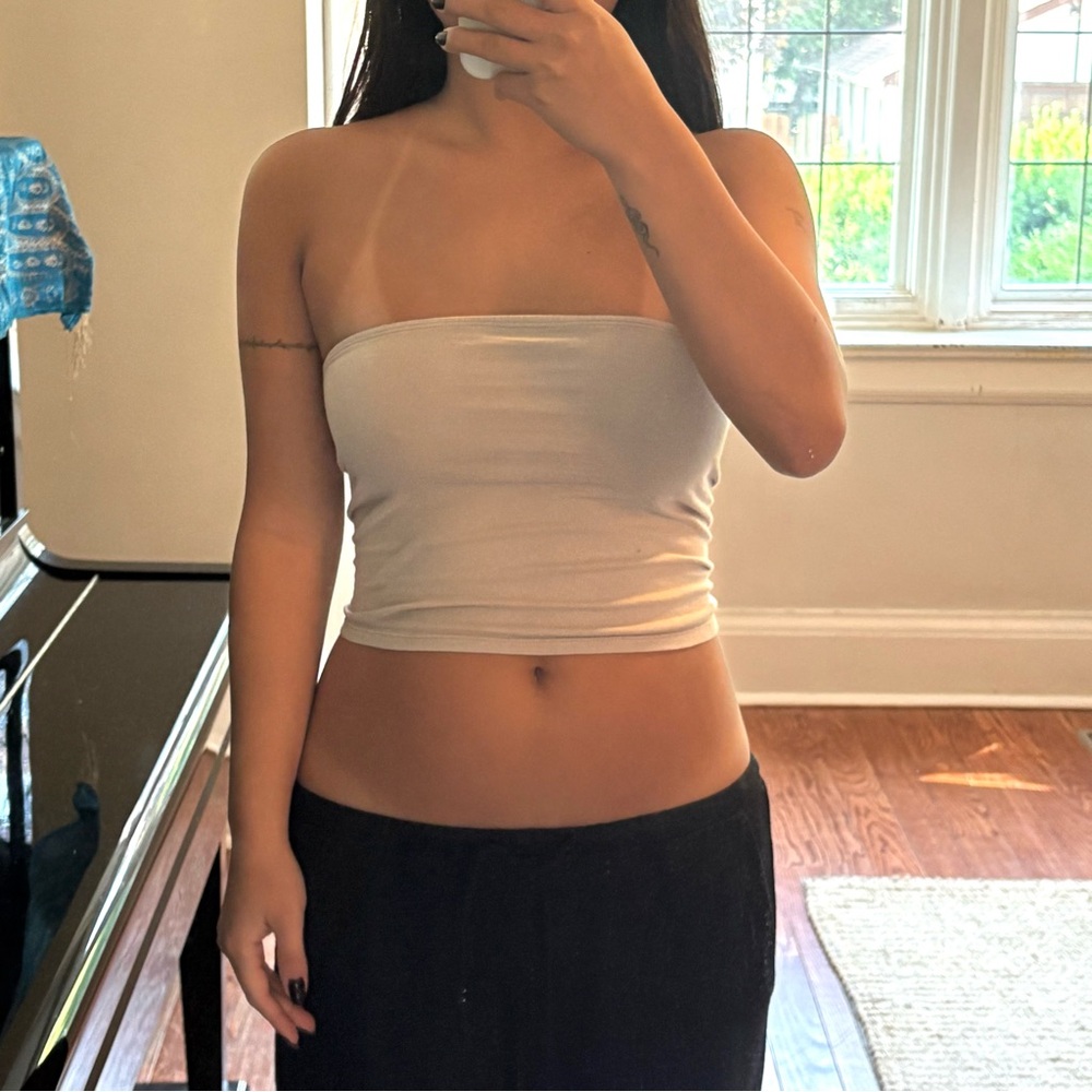 Motel Rocks Beige Cream Strapless Tube Bandeau Top